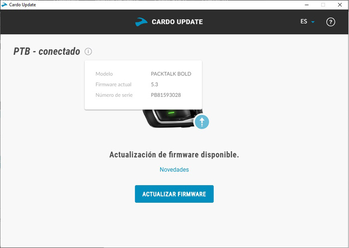 Actualizar intercomunicador de moto Cardo Update