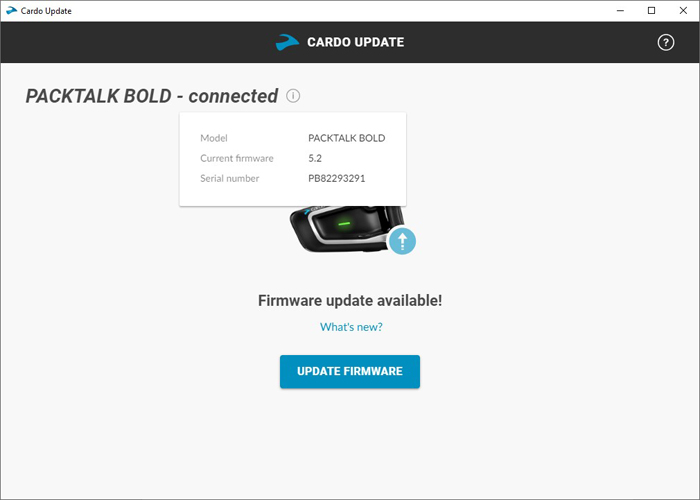 Actualizar intercomunicador de moto Cardo Update