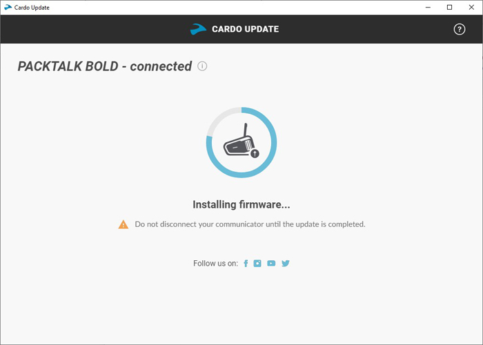 Actualizar intercomunicador de moto Cardo Update